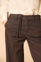 New York Studio pantalone chino donna in twill di cotone e lino wide leg