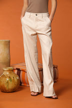 New York Studio pantalon chino femme en Twill de Coton et Lin Wide Leg