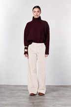 New York Studio pantalon chino femme en velours lisse straight fit
