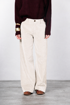 New York Studio pantalon chino femme en velours lisse straight fit