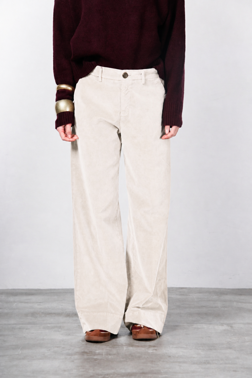 New York Studio pantalon chino femme en velours lisse straight fit
