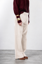 New York Studio pantalon chino femme en velours lisse straight fit