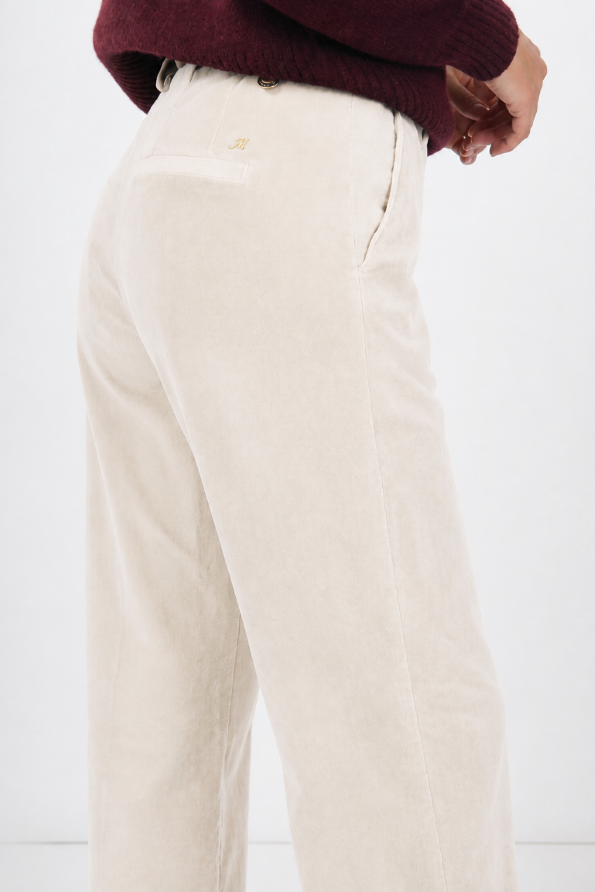 New York Studio pantalon chino femme en velours lisse straight fit