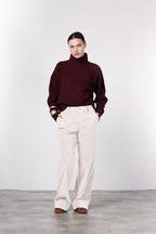 New York Studio pantalon chino femme en velours lisse straight fit
