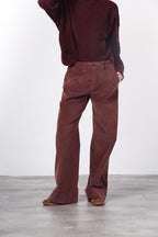 New York Studio Damen-Chinohose aus glattem Samt, Straight Fit