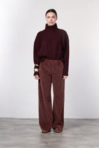 New York Studio Damen-Chinohose aus glattem Samt, Straight Fit