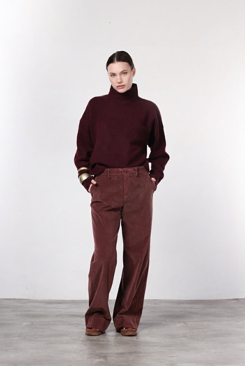 New York Studio Damen-Chinohose aus glattem Samt, Straight Fit