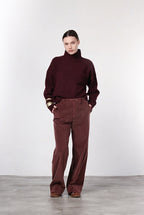 New York Studio Damen-Chinohose aus glattem Samt, Straight Fit