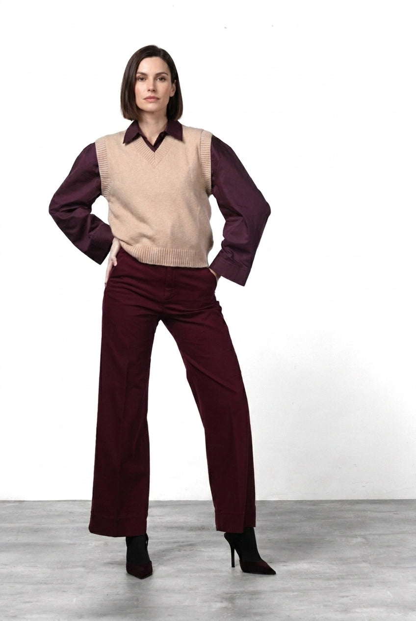 New York Studio pantalone chino donna in raso straight fit