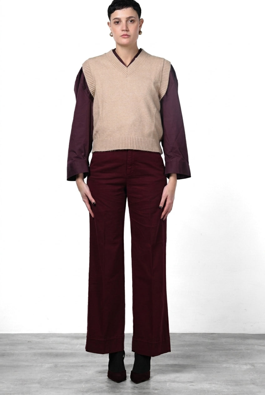 New York Studio pantalón chino de mujer en raso straight fit