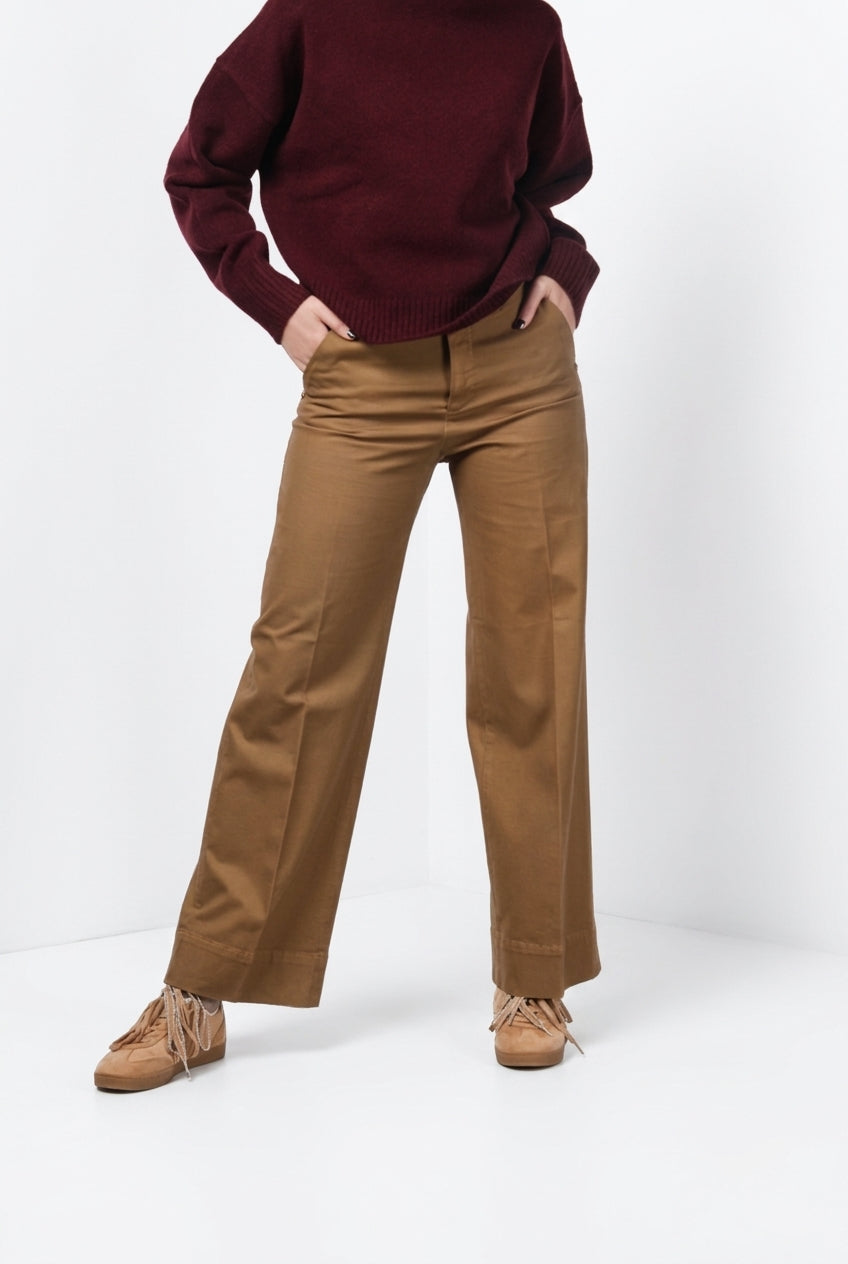 New York Studio pantalón chino de mujer en raso straight fit