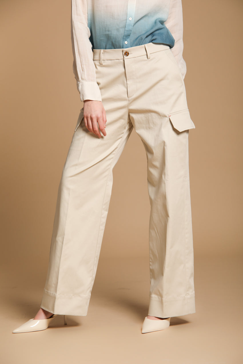 New York Studio pantalón cargo mujer en sarga de algodón wide leg