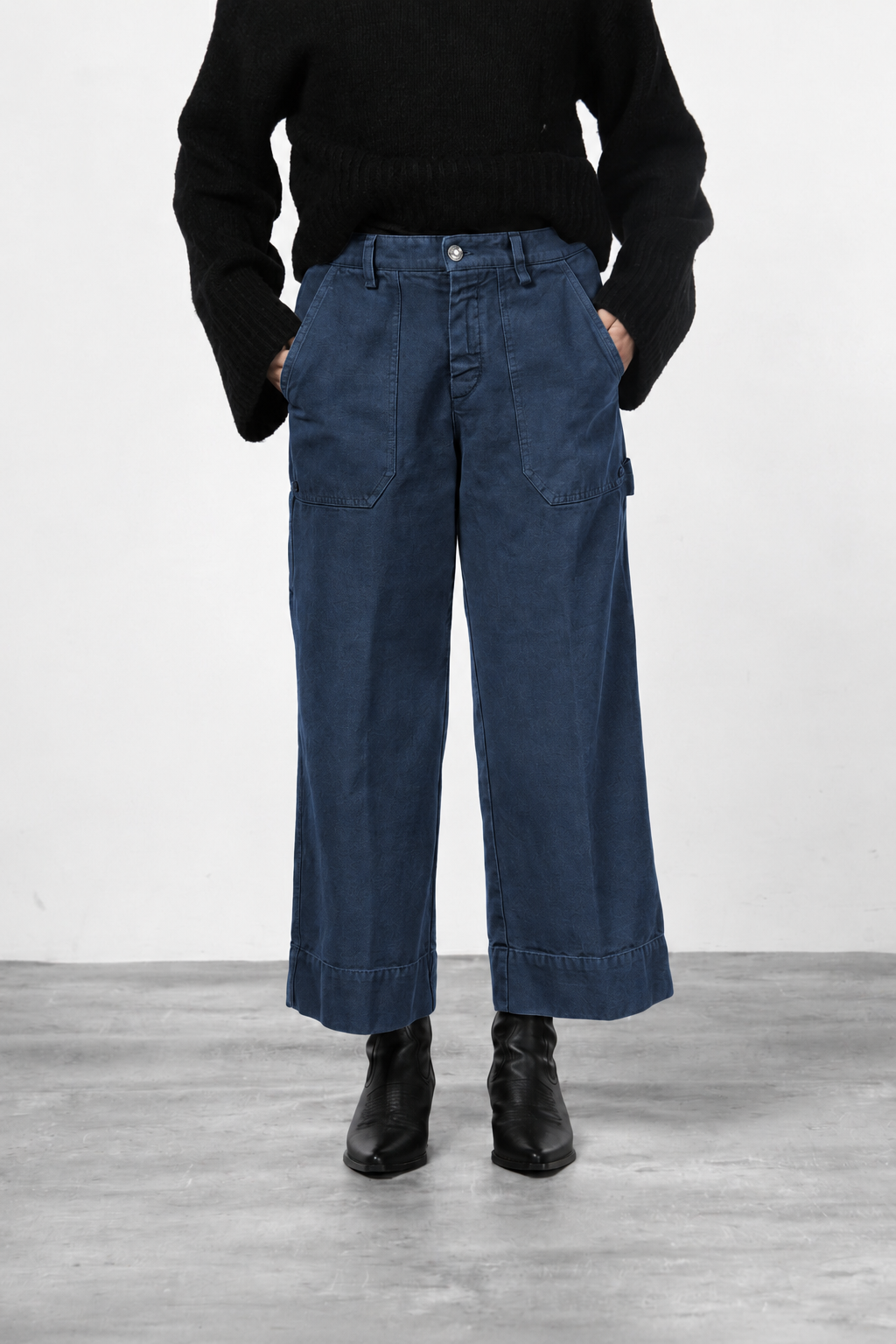 Dallas Wide pantalon chino femme en canvas straight fit