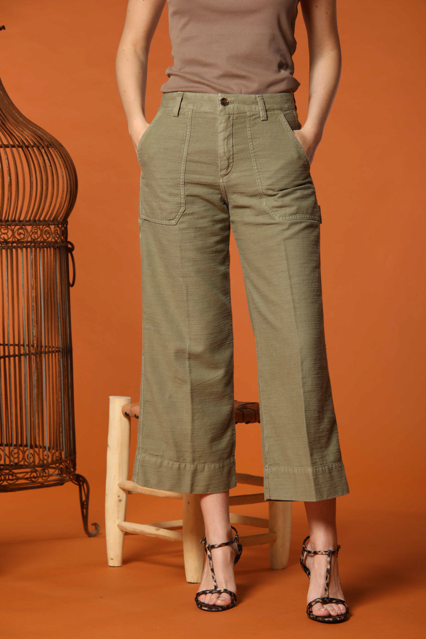 Dallas Wide pantalón cargo mujer en algodón flameado Wide Leg