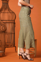 Dallas Wide pantalón cargo mujer en algodón flameado Wide Leg