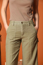 Dallas Wide pantalón cargo mujer en algodón flameado Wide Leg