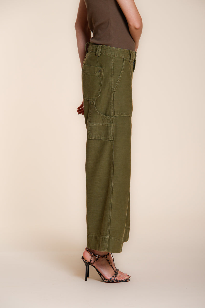Dallas Wide pantalon cargo femme en coton flammé straight fit