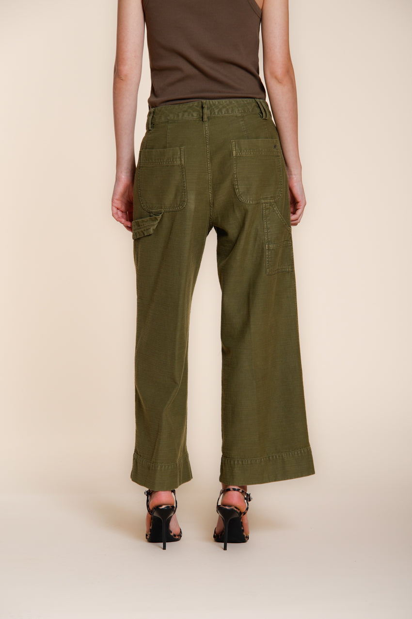 Dallas Wide pantalon cargo femme en coton flammé straight fit