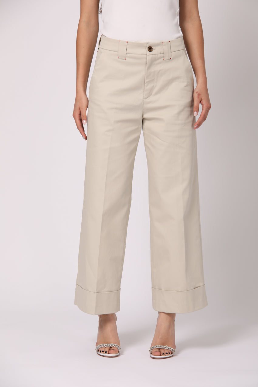 New York Studio Cropped pantalón chino mujer en twill de algodón wide leg
