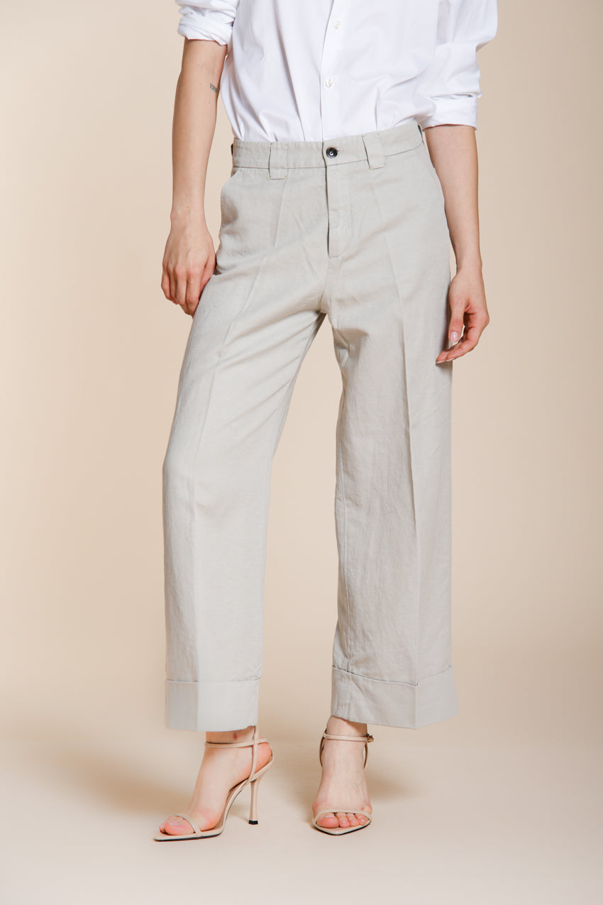 New York Studio Cropped women's chino pants in linen and cotton straight fit
