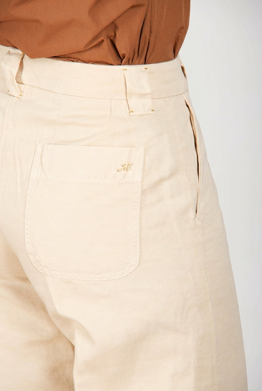 New York Studio Cropped women's chino pants in linen and cotton straight fit
