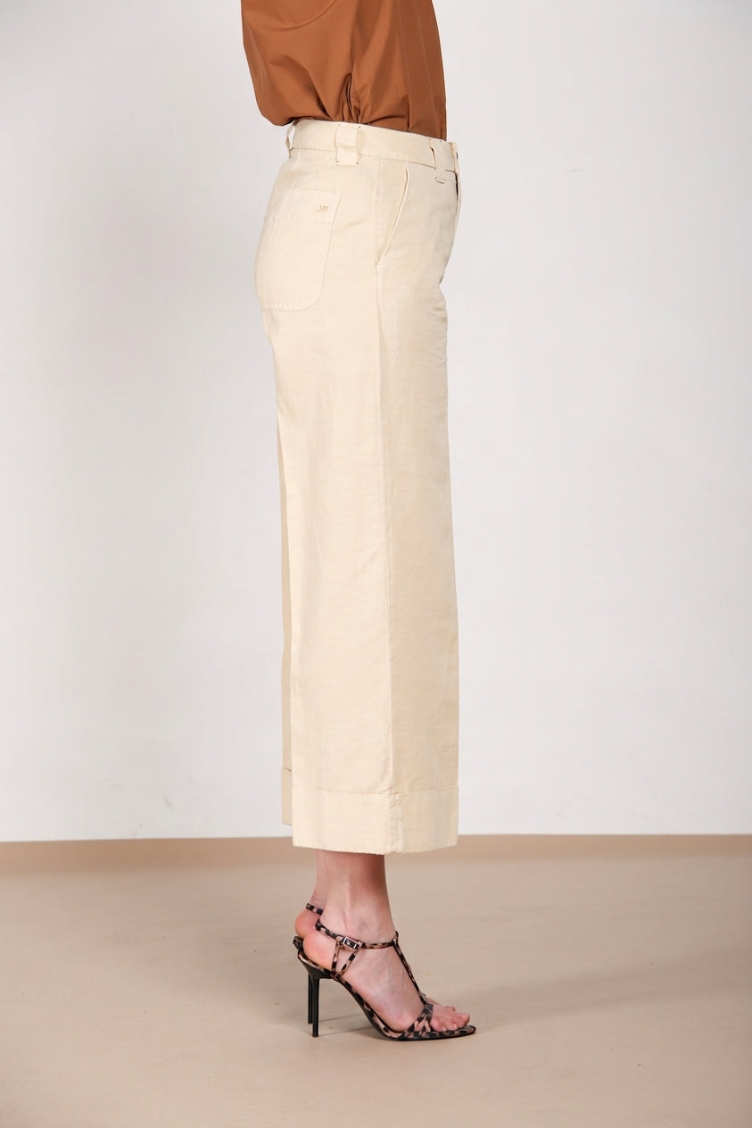 New York Studio Cropped women's chino pants in linen and cotton straight fit