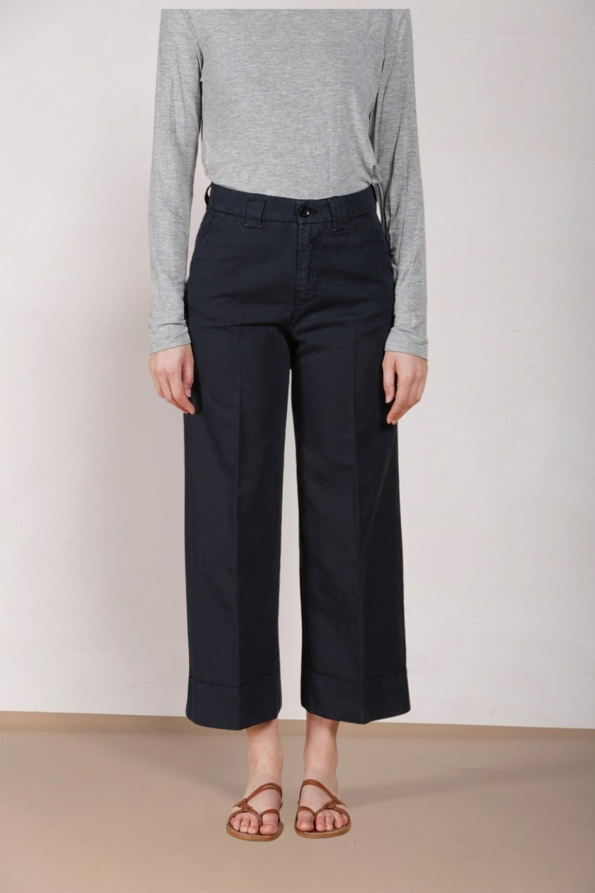 New York Studio Cropped women's chino pants in linen and cotton straight fit