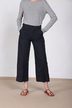 New York Studio Cropped women's chino pants in linen and cotton straight fit