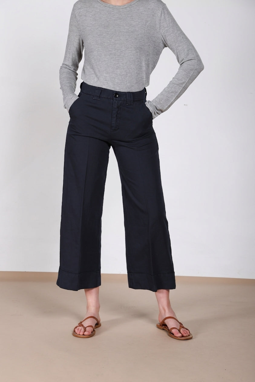 New York Studio Cropped women's chino pants in linen and cotton straight fit