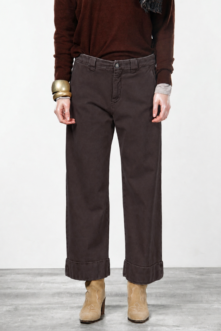 New York Studio Crop pantalon chino femme en twill stretch straight fit