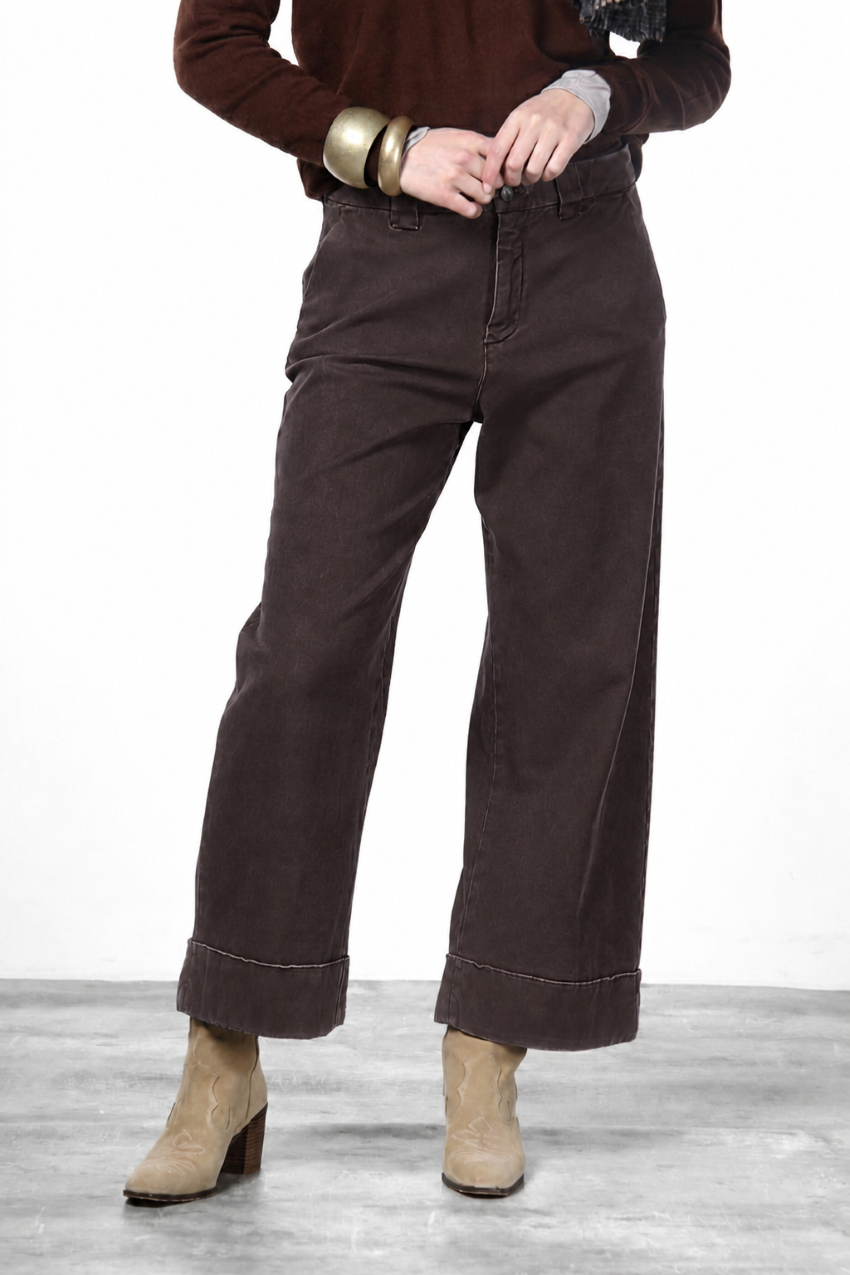 New York Studio Crop pantalon chino femme en twill stretch straight fit