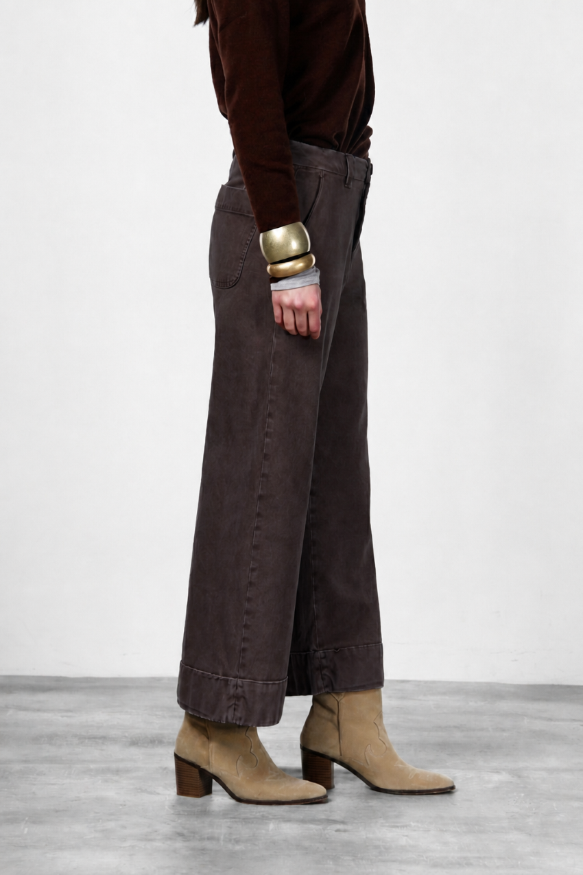 New York Studio Crop pantalon chino femme en twill stretch straight fit