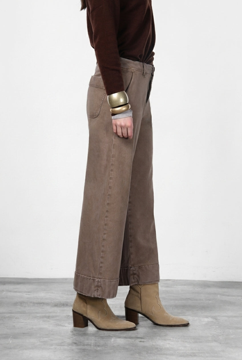 New York Studio Crop pantalon chino femme en twill stretch straight fit