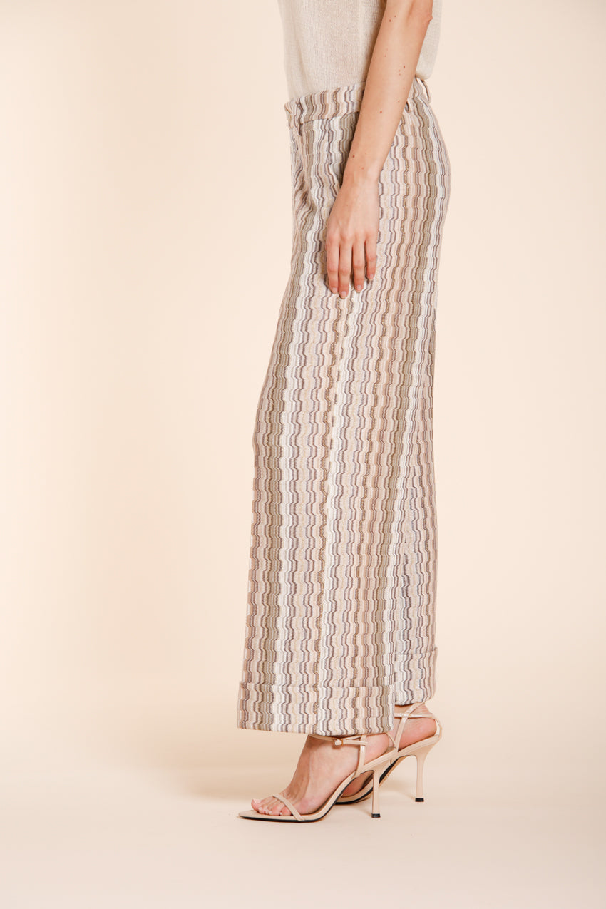 New York Studio Cropped City pantalon chino femme en jersey rayé straight fit