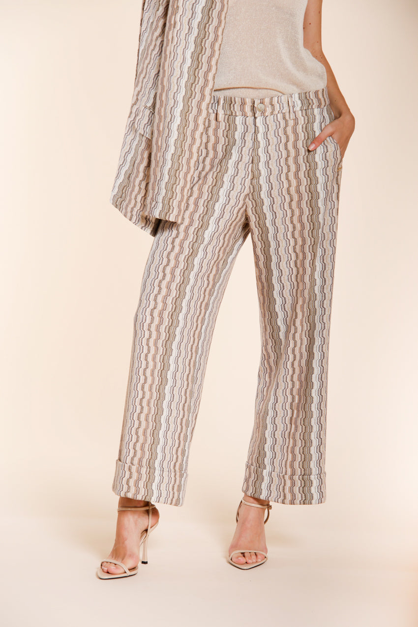 New York Studio Cropped City pantalón chino mujer en jersey de rayas straight fit