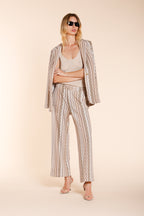 New York Studio Cropped City pantalon chino femme en jersey rayé straight fit