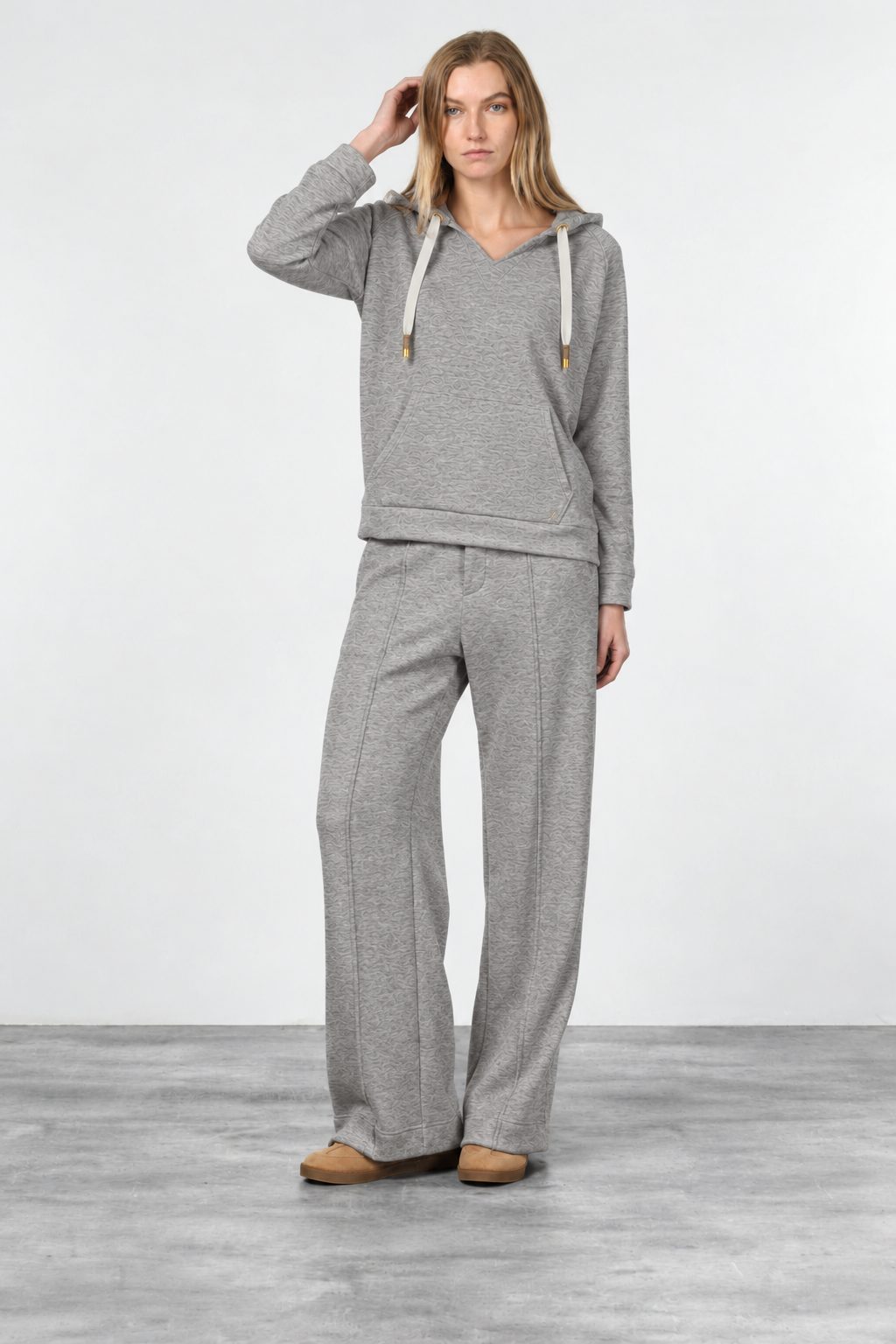 New York Studio Elax Chinohose für Damen aus Jersey mit Strickeffekt und straight fit