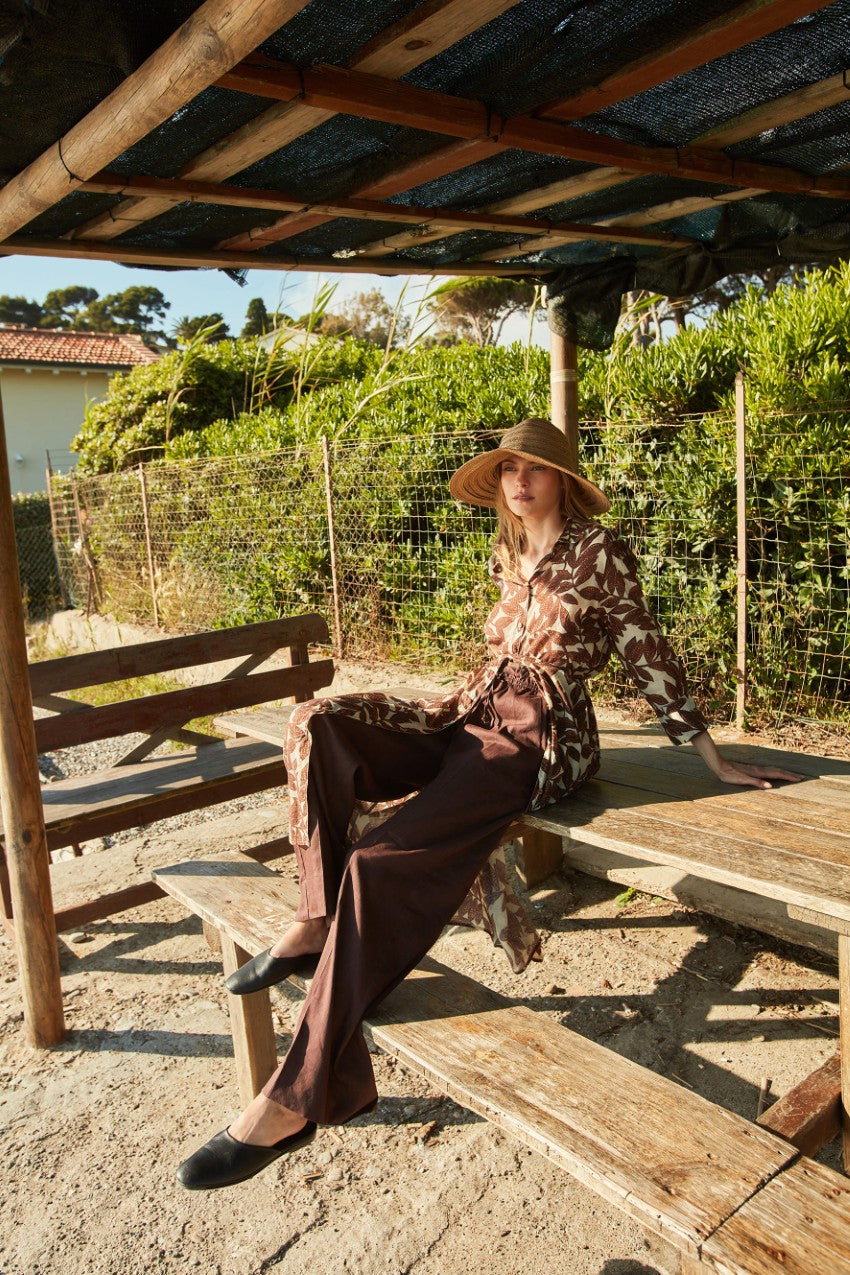 New York Studio Elax pantalon chino jogger femme en toile de lin mélangé straight fit