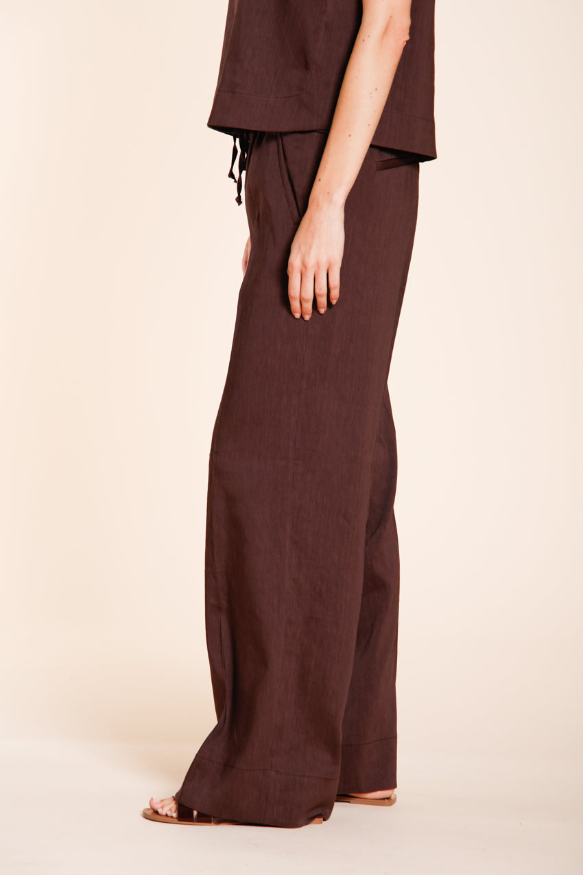 New York Studio Elax pantalon chino jogger femme en toile de lin mélangé straight fit