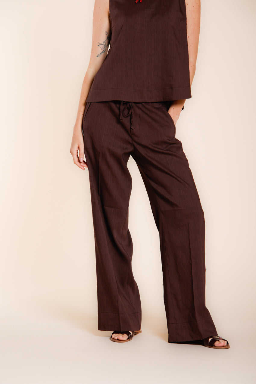 New York Studio Elax pantalon chino jogger femme en toile de lin mélangé straight fit