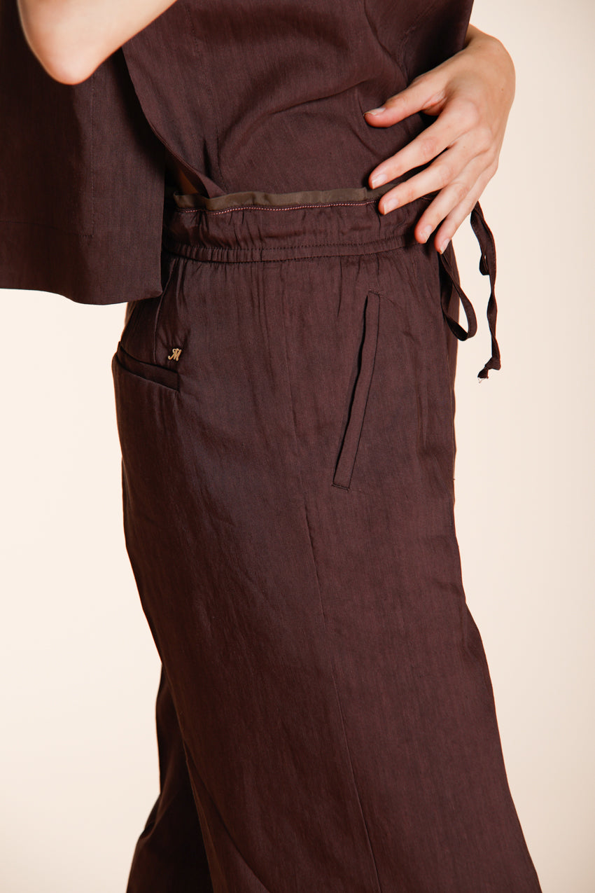 New York Studio Elax pantalón chino jogger mujer de tela mezcla de lino straight fit