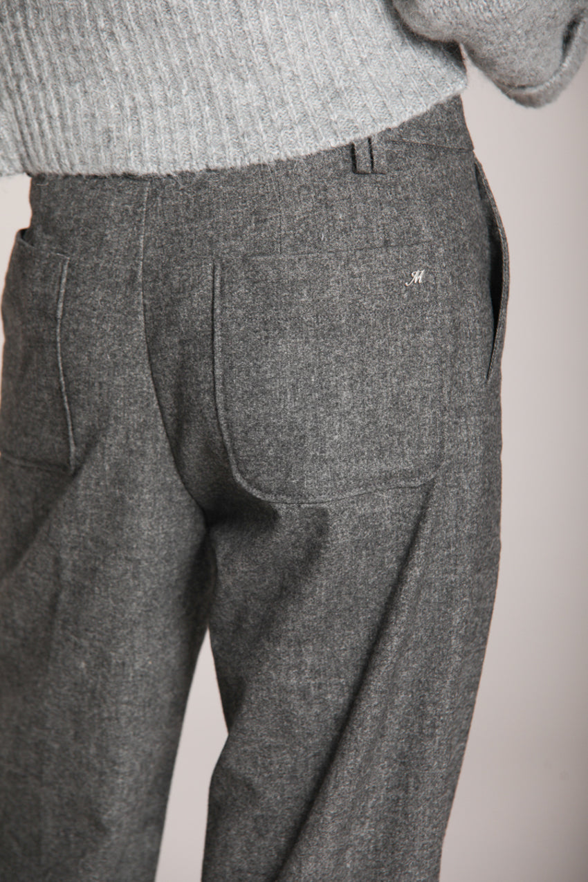 Foto 3 Shon pantalone chino donna in lana unita wide leg