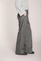 Foto 6 Shon pantalone chino donna in lana unita wide leg