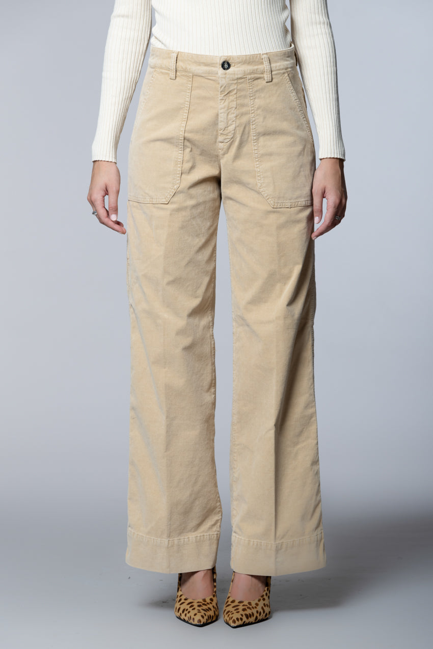 Dallas Wide L pantaloni cargo donna in velluto 1000 righe wide leg
