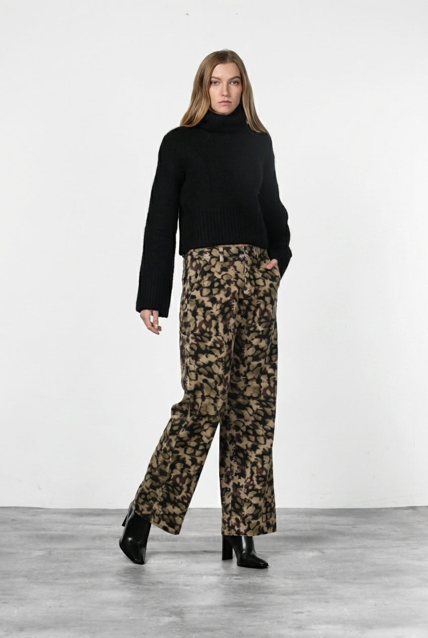 Dallas Wide Work pantalone chino donna in bull fantasia camouflage straight fit