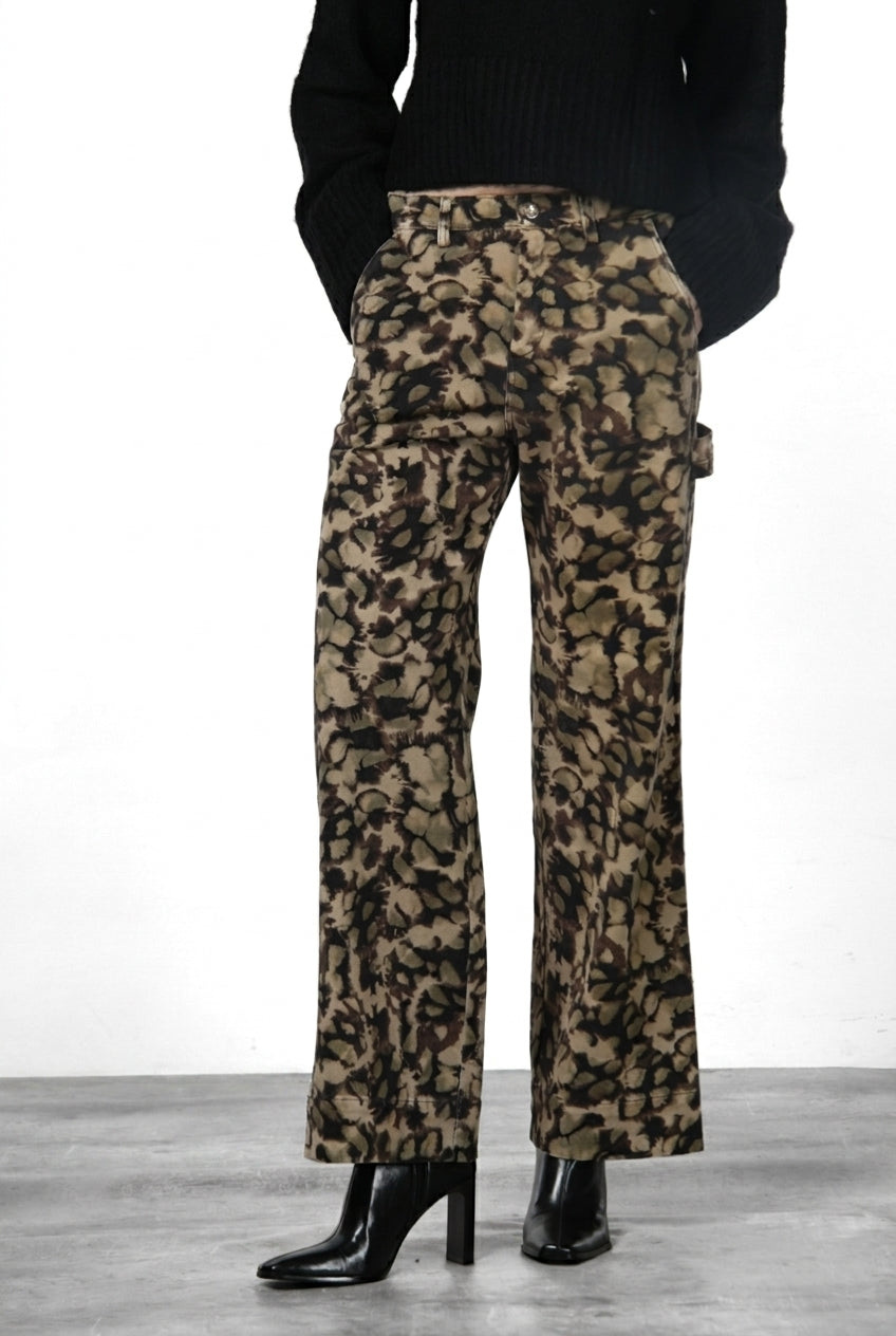 Dallas Wide Work pantalone chino donna in bull fantasia camouflage straight fit
