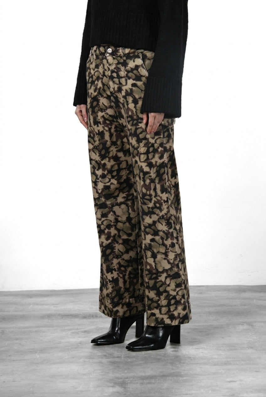 Dallas Wide Work pantalone chino donna in bull fantasia camouflage straight fit