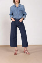 New York Studio Cropped pantalón chino mujer en esterilla straight fit