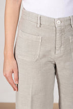 New York Studio Cropped pantalon chino femme en natté straight fit