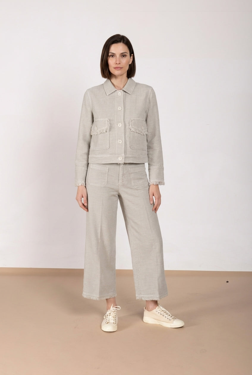 New York Studio Cropped pantalon chino femme en natté straight fit